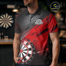 Load image into Gallery viewer, Custom Grunge Red Dartboard Dart Team Polo Shirts For Men, Dart Players Jerseys IPHW9974