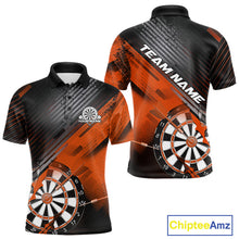 Load image into Gallery viewer, Custom Grunge Orange Dartboard Dart Team Polo Shirts For Men, Dart Players Jerseys IPHW9976
