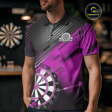 Load image into Gallery viewer, Custom Grunge Purple Dartboard Dart Team Polo Shirts For Men, Dart Players Jerseys IPHW9977