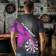 Load image into Gallery viewer, Custom Grunge Purple Dartboard Dart Team Polo Shirts For Men, Dart Players Jerseys IPHW9977