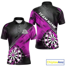 Load image into Gallery viewer, Custom Grunge Purple Dartboard Dart Team Polo Shirts For Men, Dart Players Jerseys IPHW9977