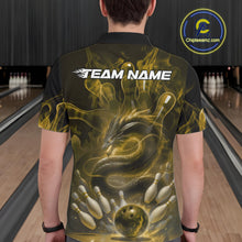 Load image into Gallery viewer, Custom Yellow Flame Dragon Bowling Men Polo Shirts, Dragon Bowling League Shirt IPHW10225