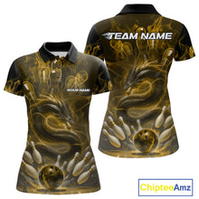 Load image into Gallery viewer, Custom Yellow Flame Dragon Bowling Women Polo Shirts, Dragon Bowling League Shirt IPHW10225