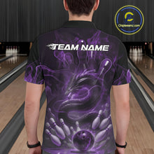 Load image into Gallery viewer, Custom Purple Flame Dragon Bowling Men Polo Shirts, Dragon Bowling League Shirt IPHW10227