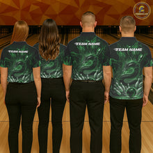 Load image into Gallery viewer, Custom Green Flame Dragon Bowling Men Polo Shirts, Dragon Bowling League Shirt IPHW10228