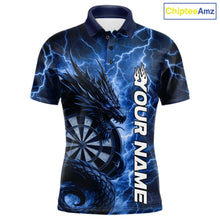 Load image into Gallery viewer, Custom Blue Thunder Lightning Dragon Dart Jerseys, Multi Styles Dart Team Shirts For Men, Women And Kid IPHW10396