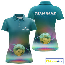 Load image into Gallery viewer, Custom Galaxy Colors Holographic Pickleball Women Polo Shirts, Pickleball League Shirt IPHW9436