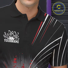 Load image into Gallery viewer, Custom Black And Red Grunge Bowling Team Jerseys, Men Bowling Polo Shirts IPHW9620