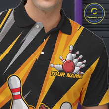 Load image into Gallery viewer, Custom Funny Turkey Bowling Shirts For Men, Yellow Thanksgiving Bowling Shirt Team Fall Outfits IPHW7661