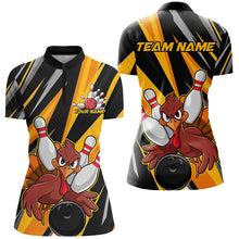 Load image into Gallery viewer, Custom Turkey Ladies Bowling Shirts, Yellow Thanksgiving Bowling Shirt Team Fall Outfits IPHW7661