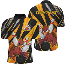 Load image into Gallery viewer, Custom Funny Turkey Bowling Shirts For Men, Yellow Thanksgiving Bowling Shirt Team Fall Outfits IPHW7661