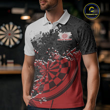 Load image into Gallery viewer, Custom Black And Red Dartboard Dart Team Men Polo Shirt, Dartboard Pattern Dart Jerseys IPHW9987