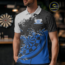 Load image into Gallery viewer, Custom Black And Blue Dartboard Dart Team Men Polo Shirt, Dartboard Pattern Dart Jerseys IPHW9988