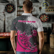 Load image into Gallery viewer, Custom Black And Pink Dartboard Dart Team Men Polo Shirt, Dartboard Pattern Dart Jerseys IPHW9989