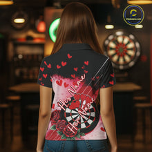 Load image into Gallery viewer, Custom Black And Red Heart Theme Valentine Dart Women Polo Shirt, Couple Dart Shirt IPHW10406