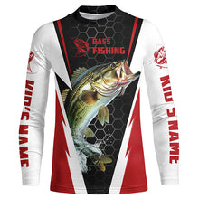 Load image into Gallery viewer, Personalized Bass Fishing Jerseys, Bass Fishing Long Sleeve Fishing Tournament Shirts | Red IPHW5725