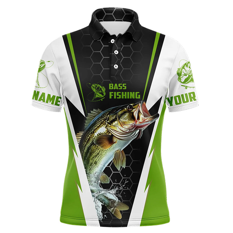 Custom Bass Fishing Jerseys, Largemouth Bass Fishing Tournament Polo Shirts | Green IPHW5727