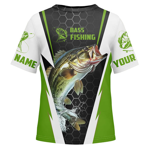 Custom Largemouth Bass Fishing Jerseys, Bass Tournament Fishing T-Shirts For Kid | Green IPHW5727