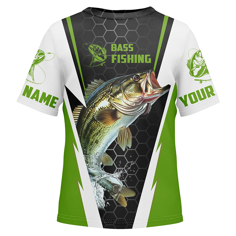 Custom Largemouth Bass Fishing Jerseys, Bass Tournament Fishing T-Shirts For Kid | Green IPHW5727