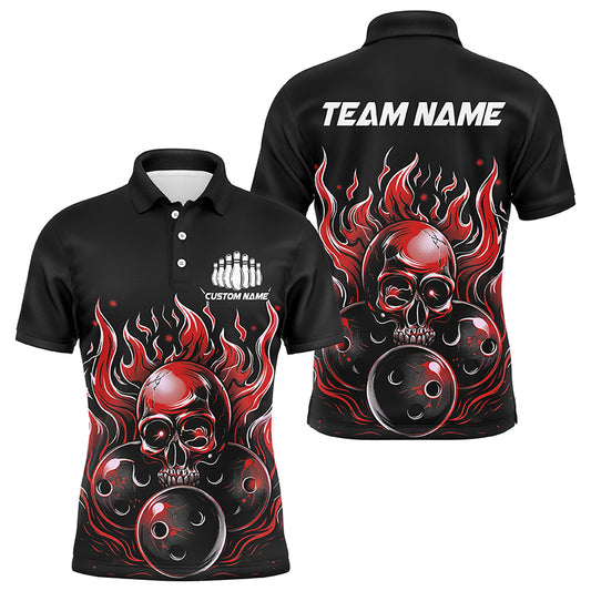 Custom Multi-Color Flaming Skull Bowling Team Shirts For Men And Women, Flaming Bowling Jerseys Bowlers Outfit IPHW6581