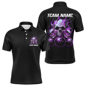 Custom Multi-Color Flame Skull Unisex Bowling Team Shirts, Strike Bowling League Team Jerseys IPHW6582