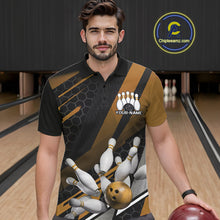 Load image into Gallery viewer, Custom Black And Yellow Bowling Team Jerseys, Striking Bowling League Polo Shirt For Men IPHW9809