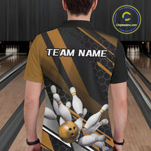 Load image into Gallery viewer, Custom Black And Yellow Bowling Team Jerseys, Striking Bowling League Polo Shirt For Men IPHW9809