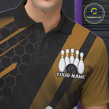 Load image into Gallery viewer, Custom Black And Yellow Bowling Team Jerseys, Striking Bowling League Polo Shirt For Men IPHW9809
