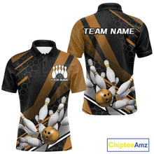 Load image into Gallery viewer, Custom Black And Yellow Bowling Team Jerseys, Striking Bowling League Polo Shirt For Men IPHW9809