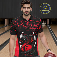 Load image into Gallery viewer, Custom Black And Red Cobra Snake Bowling Jerseys, Bowling Team Men Polo Shirts IPHW9813