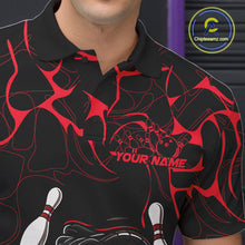 Load image into Gallery viewer, Custom Black And Red Cobra Snake Bowling Jerseys, Bowling Team Men Polo Shirts IPHW9813