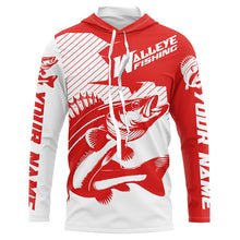 Load image into Gallery viewer, Custom Walleye Fishing Jerseys, Walleye Fishing Long Sleeve Fishing Tournament Shirts | Red IPHW5729