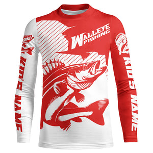 Custom Walleye Fishing Jerseys, Walleye Fishing Long Sleeve Fishing Tournament Shirts | Red IPHW5729