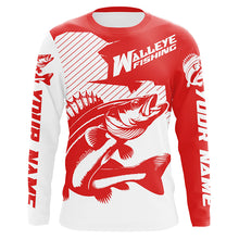 Load image into Gallery viewer, Custom Walleye Fishing Jerseys, Walleye Fishing Long Sleeve Fishing Tournament Shirts | Red IPHW5729