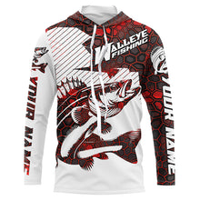 Load image into Gallery viewer, Custom Walleye Fishing Jerseys, Walleye Fishing Long Sleeve Fishing Tournament Shirts | Red Camo IPHW5732