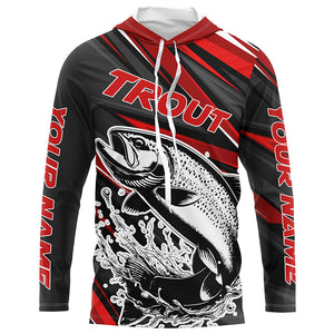 Black And Red Trout Fishing Jerseys, Custom Trout Long Sleeve Performance Fishing Shirts IPHW6896