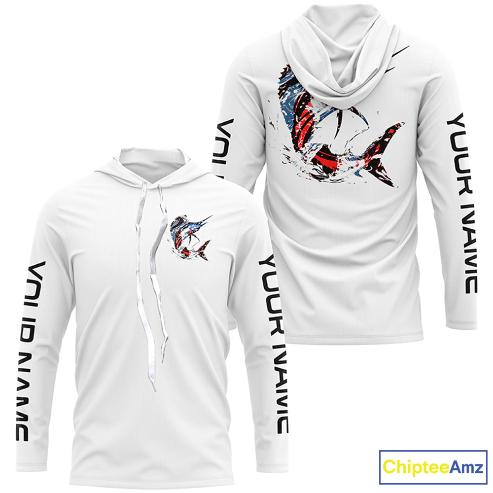 Custom Patriotic American Flag Sailfish Fishing Shirts, Sailfish Fishing Tournament Jerseys IPHW6904
