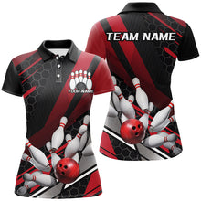 Load image into Gallery viewer, Black And Red Custom Bowling Team Jerseys, Bowling League Shirts For Women, Bowlers Outfits IPHW7690