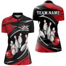 Load image into Gallery viewer, Black And Red Custom Bowling Team Shirts For Women, Bowling League Shirt Bowlers Outfits IPHW7698