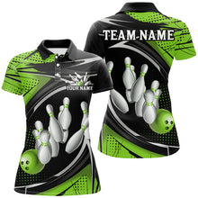 Load image into Gallery viewer, Black And Green Custom Bowling Team Shirts For Women, Bowling League Shirt Bowlers Outfits IPHW7699