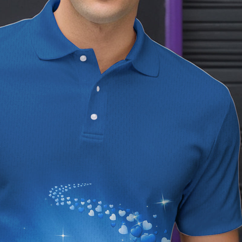 Custom Blue Valentine Bowling Polo Shirts For Men, Valentines Day Couple Bowling Outfits  IPHW8349