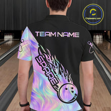 Load image into Gallery viewer, Custom Holographic Flame Spare Bowling Men Shirts, Bowling Team League Jerseys IPHW10688