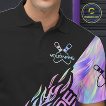 Load image into Gallery viewer, Custom Holographic Flame Spare Bowling Men Shirts, Bowling Team League Jerseys IPHW10688