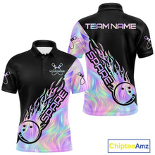 Load image into Gallery viewer, Custom Holographic Flame Spare Bowling Men Shirts, Bowling Team League Jerseys IPHW10688