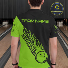 Load image into Gallery viewer, Custom Black And Green Flame Spare Bowling Men Shirts, Bowling Team League Jerseys IPHW10690