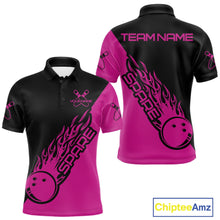 Load image into Gallery viewer, Custom Black And Pink Flame Spare Bowling Men Shirts, Bowling Team League Jerseys IPHW10691