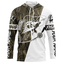 Load image into Gallery viewer, Custom Crappie Fishing Tattoo Long Sleeve Shirts, Grass Camo Crappie Fishing Jerseys IPHW6343