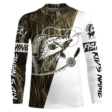 Load image into Gallery viewer, Custom Crappie Fishing Tattoo Long Sleeve Shirts, Grass Camo Crappie Fishing Jerseys IPHW6343