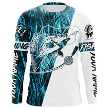 Load image into Gallery viewer, Custom Crappie Fishing Tattoo Long Sleeve Shirts, Blue Grass Camo Crappie Fishing Jerseys IPHW6347