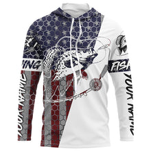 Load image into Gallery viewer, American Flag Crappie Custom Long Sleeve Fishing Shirts, Patriotic Crappie Fishing Jerseys IPHW6349